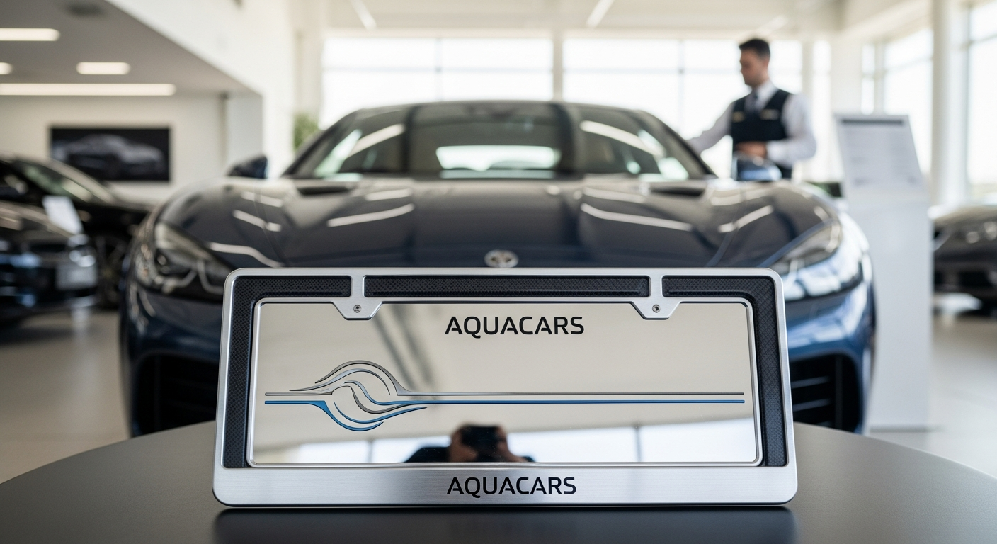 Plaque immatriculation de collection, réplique fidèle, posée sur le pare-chocs d'une voiture ancienne.