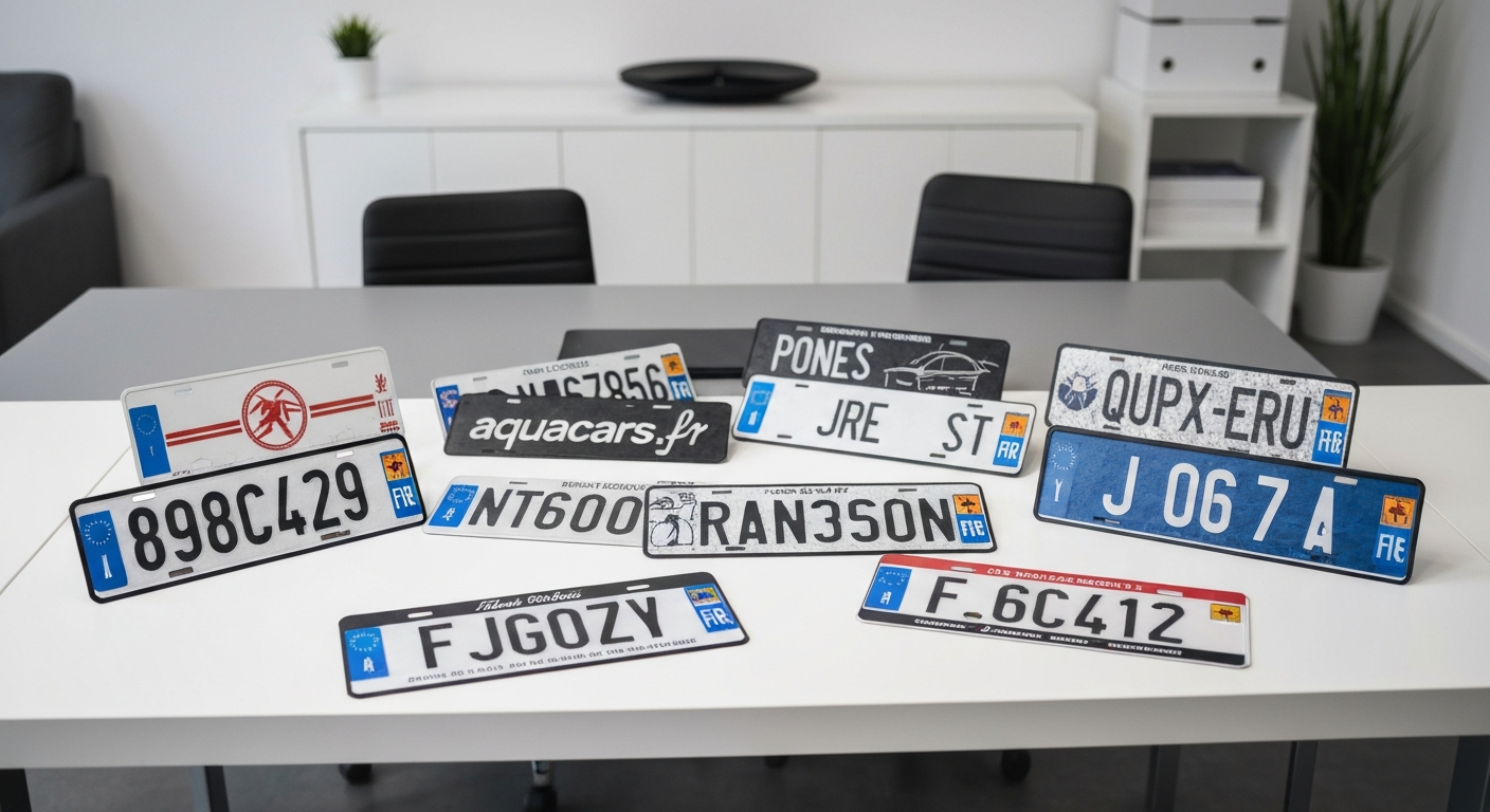 Gros plan sur une plaque d'immatriculation personnalisée, mettant en évidence la clarté des caractères et le design.